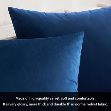 MIULEE Pack of 2 Velvet Pillow Covers Decorative Square Pillowcase Soft Solid Cushion Case for Sprin...
