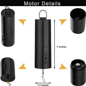 Hanging Display Mobile Motor, Wind Spinner Motor, Battery Operated Rotating Motor, Small Black Kinetic Spinning Accessory for Mirror Disco Ball, Wind Chime, Sun Catcher Ornaments, Indoor & Outdoor Use