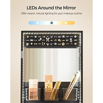 Stylish Jewelry Cabinet with LED Lights and Mirror