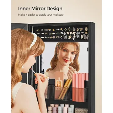 Stylish Jewelry Cabinet with LED Lights and Mirror