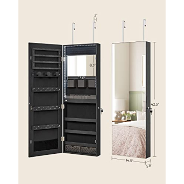 Stylish Jewelry Cabinet with LED Lights and Mirror