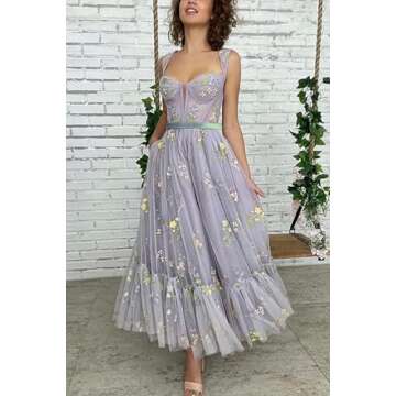 Elegant Flower Embroidery Prom Dress 2025 for Women