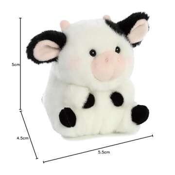 Aurora® Round Rolly Pet™ Daisy Cow™ Stuffed Animal - Adorable Companions - On-The-Go Fun - White 5 Inches
