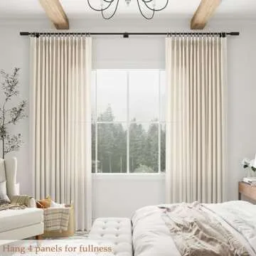 Aersas Natural Pinch Pleated Linen Curtains 84 Inch Length 2 Panels for Living Room Bedroom Cream Semi Sheer Window Curtain Boho Neutral Back Tab Pinch Pleat Drape with Hooks 84 Inches Long