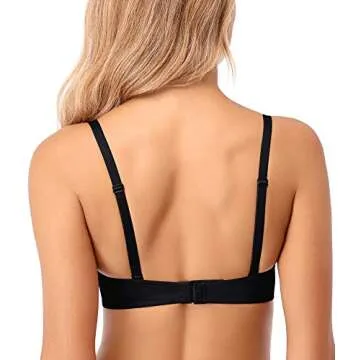 JOATEAY Women's Deep Plunge Bra Sexy Convertible Low Cut Wireless Light Padded Bra Cleavage Enhancer(Black 34D)