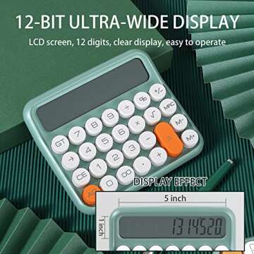 VEWINGL Mechanical Switch 12 Digit,Desktop Large Display and Big Buttons,Blue Calculator with Large LCD Display for Office,School, Home & Business Use,Automatic Sleep,with Battery.5.7 * 5in