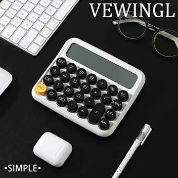 VEWINGL Mechanical Switch 12 Digit,Desktop Large Display and Big Buttons,Blue Calculator with Large LCD Display for Office,School, Home & Business Use,Automatic Sleep,with Battery.5.7 * 5in