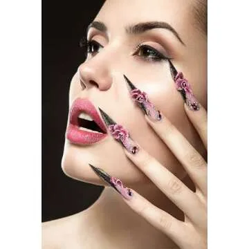 RUOKEXIN Valentine Pink Press on Nails Long Square Fake Nails French Tip False Nails with Heart Designs Sparkly Artificial Nails Valentine Day Glue on Nails Cute Stick on Nails for Women 24Pcs