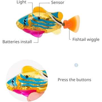 Robo Fish for Cats, Robot Fish Cat Toy, Interactive Robot Swimming Fish Toys for Cat, Activated Swimming in Water with Led Light Plastic Fish Toy Gift, Stimulate Your Cat's Hunter Instincts (3Pcs)