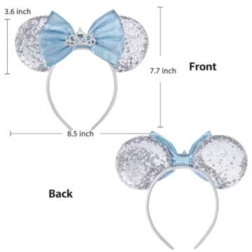 UNSPAZ Mouse Ears Headband, Princess Ears for Women Adult Kids, Sequin Headband Park Ears Trips Part...