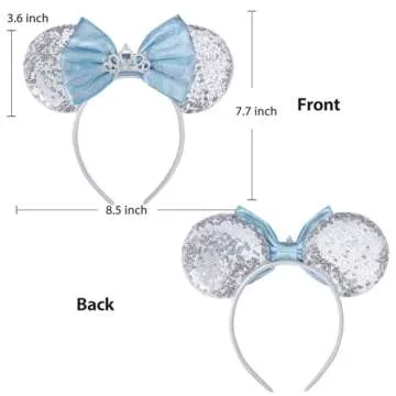 UNSPAZ Mouse Ears Headband, Princess Ears for Women Adult Kids, Sequin Headband Park Ears Trips Part...