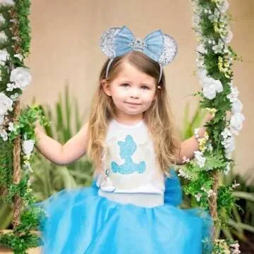 UNSPAZ Mouse Ears Headband, Princess Ears for Women Adult Kids, Sequin Headband Park Ears Trips Party Cosplay Costumes Accessories