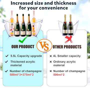 Ice Bucket 2 PCS, Ice Buckets for Parties, Mimosa Bar Supplies Beverage Tub and Scoops for Champagne...