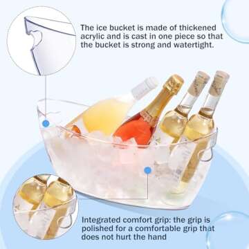 Ice Bucket 2 PCS, Ice Buckets for Parties, Mimosa Bar Supplies Beverage Tub and Scoops for Champagne Beer Sparkling Wine Cocktails（5.5L）Extra Large Model (Clear)