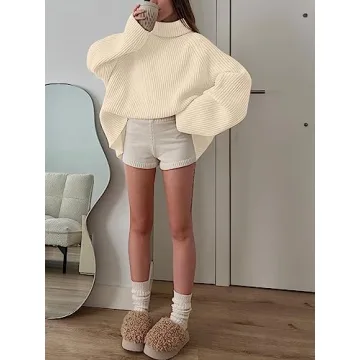 LILLUSORY Women's Oversized Chunky Turtleneck Tunic Sweater