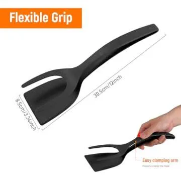 LODYFONT 2 PCS Food Spatulas Tongs: Unbeatable Kitchen Tool for Perfect Flips