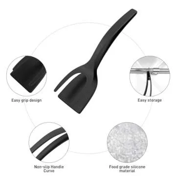 LODYFONT 2PCS Food Spatulas Tongs for Easy Flipping