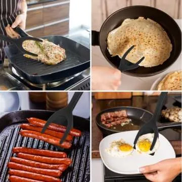 LODYFONT 2PCS Food Spatulas Tongs for Easy Flipping