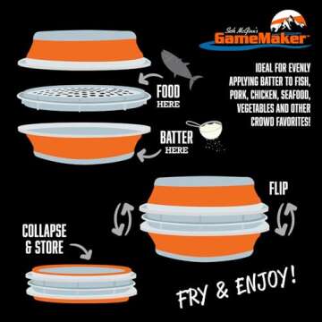 CanCooker Collapsible Plastic Batter Bowl | Mess-Free Breading Shaker Container & Mixer | Ideal for Fish Fry, Fried Chicken, Onion Rings, Wings & More