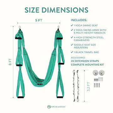 UpCircleSeven Aerial Yoga Swing Set Ceiling Mount Accessories, Turquoise
