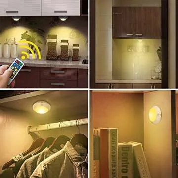 HONWELL Puck Lights with Remote, Cordless Battery Powered Closet Lights, Tap Light, Push Button Lights, Under LED Cabinet Lighting, Stick Lights for Shelf Kitchen(6Pack)