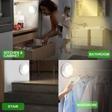 HONWELL Puck Lights with Remote, Cordless Battery Powered Closet Lights, Tap Light, Push Button Lights, Under LED Cabinet Lighting, Stick Lights for Shelf Kitchen(6Pack)