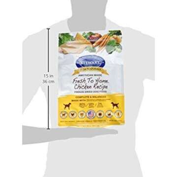Stewart Raw Naturals Freeze Dried Dog Food Grain Free Made in USA with Chicken, Fruits, & Vegetables for Fresh To Home All Natural Recipe, 24 oz.
