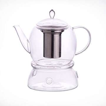 Aserson 1350 ml Glass Teapot with Stainless Steel Infuser