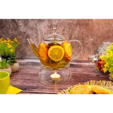 Aserson 1350 ml Glass Teapot with Stainless Steel Infuser