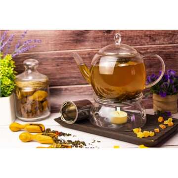 Aserson 1350 ml Glass Teapot with Stainless Steel Infuser
