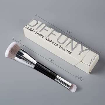 DIFFUNY Large Makeup Brushes Double Ended Foundation Brush & Concealer Brush, Flat Top Kabuki Founda...