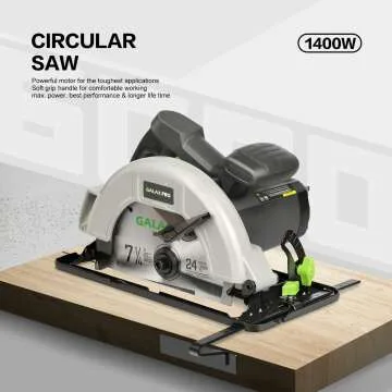 GALAX PRO 11 Amp Power Circular Saw, 6000RPM Corded Circular Saw with Adjustable Cutting Depth 2-7/16" (90°) to 1-13/16" (45°), 7-1/4 Inch Carpentry Saw Blade, Ideal for Wood, Plastic Cuts
