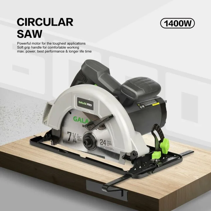 GALAX PRO 11 Amp Power Circular Saw, 6000RPM Corded Circular Saw with Adjustable Cutting Depth 2-7/16" (90°) to 1-13/16" (45°), 7-1/4 Inch Carpentry Saw Blade, Ideal for Wood, Plastic Cuts