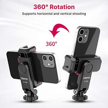 Phone Tripod Mount Holder for iPhone - ULANZI ST-06S Camera Hot 2 Cold Shoe Phone Mount Compatible for iPhone Android Sony Canon DJI Ronin S/SC Zhiyun Gimbals