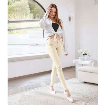 Hybrid & Company Butt Lift Stretch Denim Jeans - Ivory