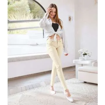 Hybrid & Company Butt Lift Stretch Denim Jeans - Ivory