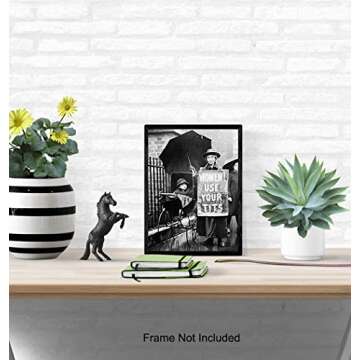Suffragette Funny Vintage Photo - Weird Gift for Feminist Women, ERA Fan - Retro Photograph Picture Poster - 8x10 Wall Art Home Decor, Dorm