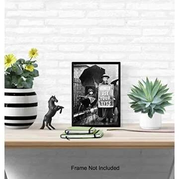 Suffragette Funny Vintage Photo - Weird Gift for Feminist Women, ERA Fan - Retro Photograph Picture Poster - 8x10 Wall Art Home Decor, Dorm