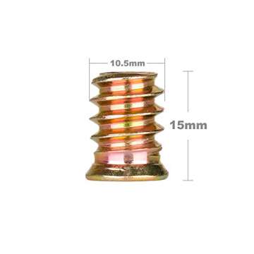 40Pcs Anwenk 1/4"-20 x 15mm Furniture Screw in Nut Threaded Wood Inserts Bolt Fastener Connector Hex Socket Drive for Wood Furniture Assortment (with Hex Spanner)