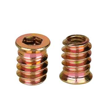 40Pcs Anwenk 1/4"-20 x 15mm Furniture Screw in Nut Threaded Wood Inserts Bolt Fastener Connector Hex Socket Drive for Wood Furniture Assortment (with Hex Spanner)