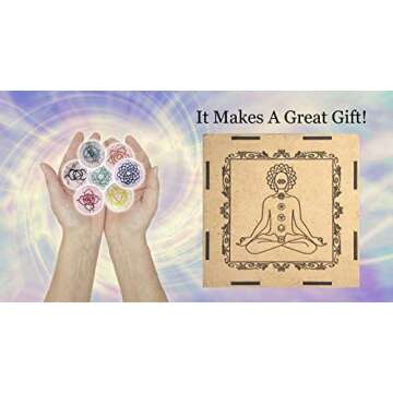 Crystal Quartz Tachyonized Chakra Set - Advanced Chakra Healing Crystals Kit for Root, Sacral, Solar Plexus, Heart, Throat, Third Eye, and Crown Balancing - Chakra