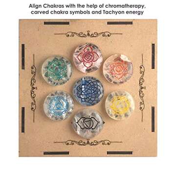 Crystal Quartz Tachyonized Chakra Set - Advanced Chakra Healing Crystals Kit for Root, Sacral, Solar Plexus, Heart, Throat, Third Eye, and Crown Balancing - Chakra