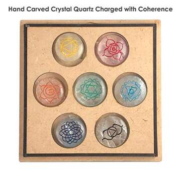 Crystal Quartz Tachyonized Chakra Set - Advanced Chakra Healing Crystals Kit for Root, Sacral, Solar Plexus, Heart, Throat, Third Eye, and Crown Balancing - Chakra