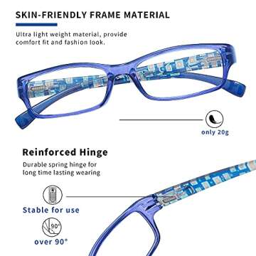 Madison Avenue 4 Pack Multicolor Blue Light Blocking Reading Glasses for Women Spring Hinge +2.0