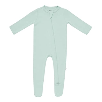 KYTE BABY Unisex Zipper Closure Footies Made from Bamboo (0-3 Months, Sage)