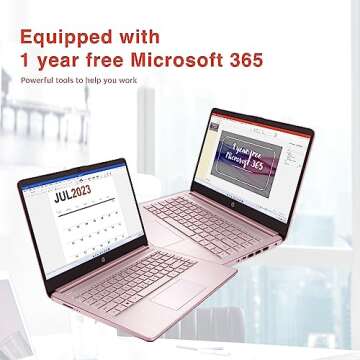 HP Premium Stream 14" HD BrightView Laptop, Intel Celeron N4120, 16GB RAM, 64GB eMMC Storage, UHD Graphics, HD Webcam, 1 Year Office 365, Bluetooth, WiFi, HDMI, Win 11s, Pink, 32GB Hotface USB Card