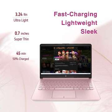 HP Premium Stream 14" HD BrightView Laptop, Intel Celeron N4120, 16GB RAM, 64GB eMMC Storage, UHD Graphics, HD Webcam, 1 Year Office 365, Bluetooth, WiFi, HDMI, Win 11s, Pink, 32GB Hotface USB Card