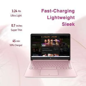 HP Premium Stream 14" HD BrightView Laptop, Intel Celeron N4120, 16GB RAM, 64GB eMMC Storage, UHD Graphics, HD Webcam, 1 Year Office 365, Bluetooth, WiFi, HDMI, Win 11s, Pink, 32GB Hotface USB Card