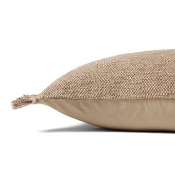 Loloi Magnolia Home by Joanna Gaines Jett Collection PMH0063 Beige 13'' x 21'' Cover w/Poly Pillow