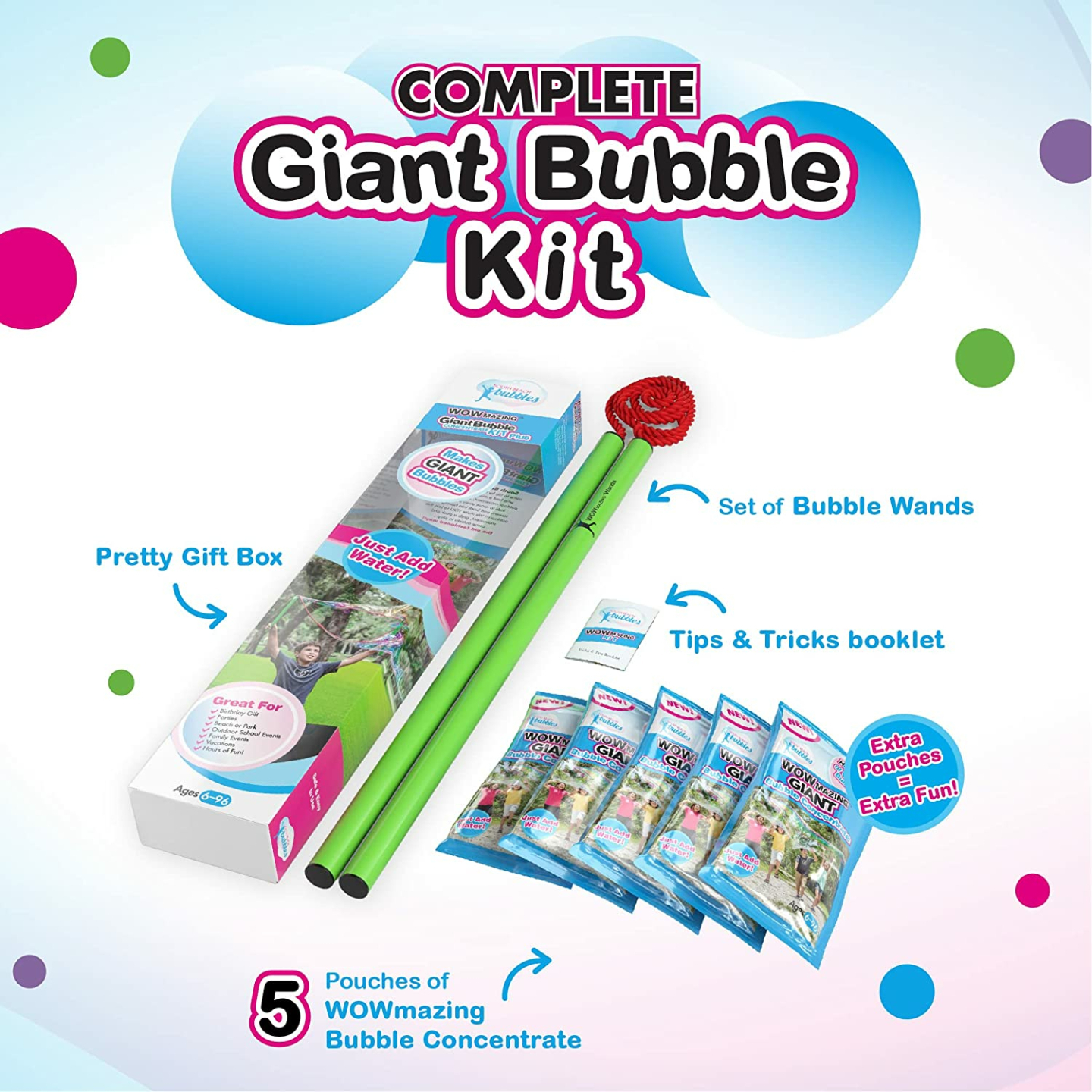 Giant Bubble Kit Plus - 7-Piece Set for Huge Fun